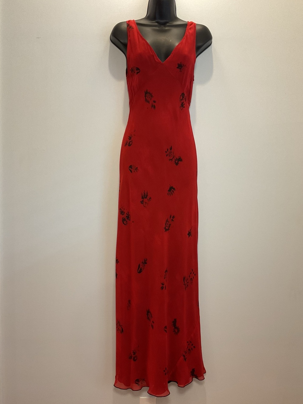 Réalisation Par The Eva Passion Red Silk Floral Maxi Dress XS Bias Cut - Picture 3 of 12